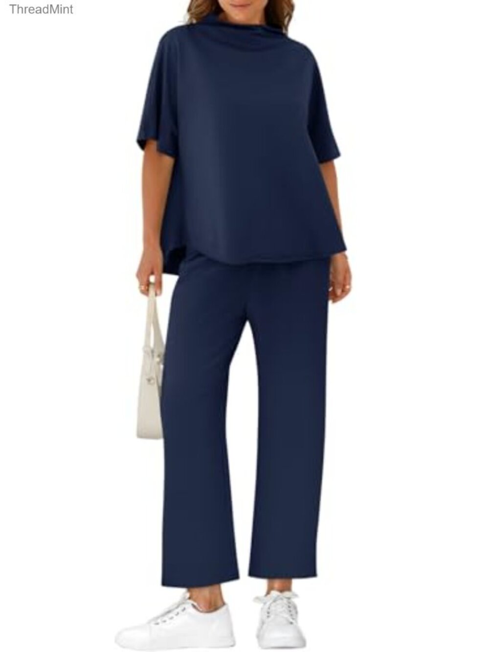 Women's Lounge Set 2 Piece Wide Leg Pants 3/4 Sleeve